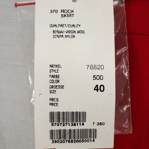 Laurel Escada Skirt Womens 8 Red Wool Blend Lined Pencil Buttons Zipper Rock New - Picture 5 of 12